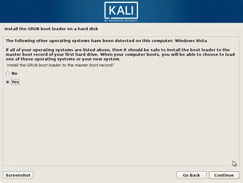 How to dual boot windows 10 and kali linux select yes and continue gurb