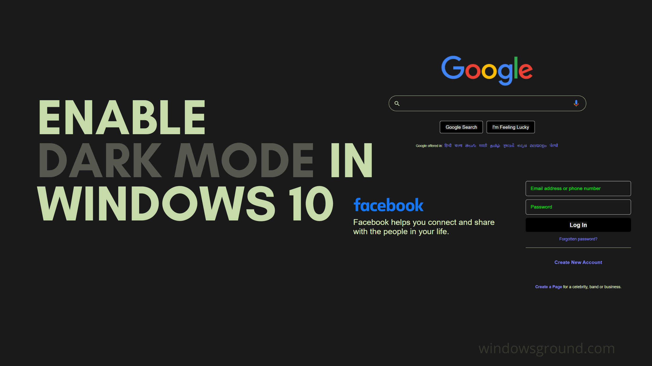 How to enable dark mode in Google Chrome, Facebook, etc in Windows 10 (no apps needed) free