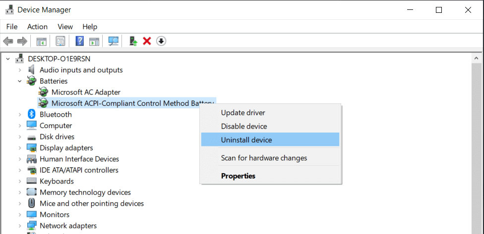 fix plugged in not charging Windows 10 in non-removable battery by updating your battery drivers