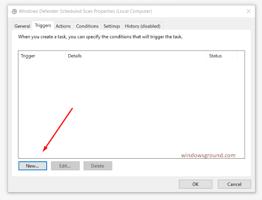 Task Scheduler Library in windows Triggers tab