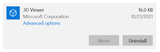 windows 10 bloatware 3d viewer