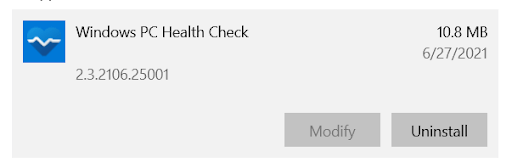 windows 10 bloatware pc health check