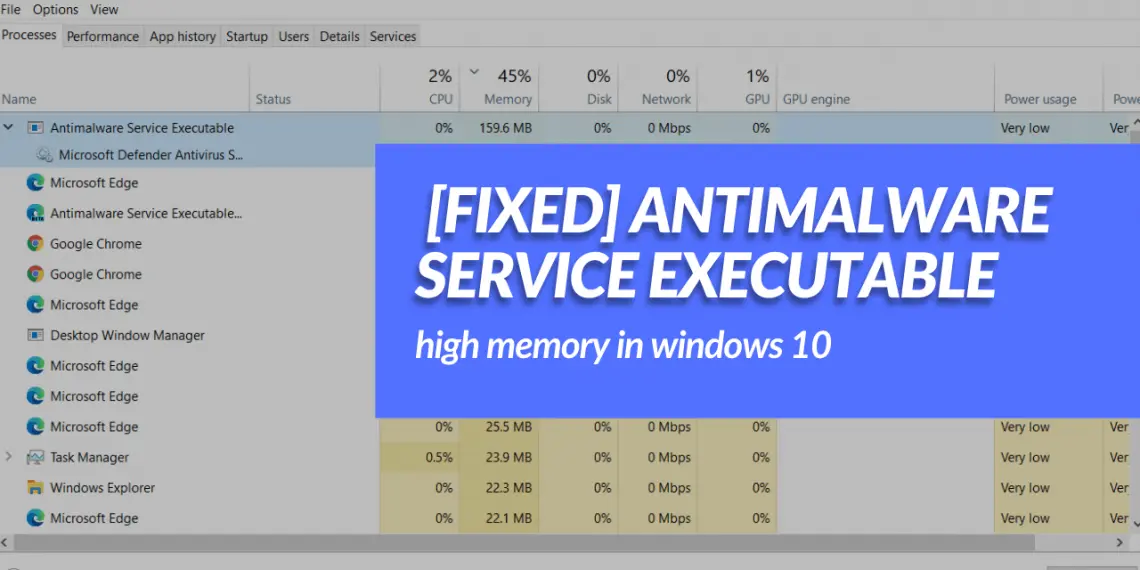 foran Nægte Godkendelse Fixed] Antimalware Service Executable high memory in windows 10 (2023)