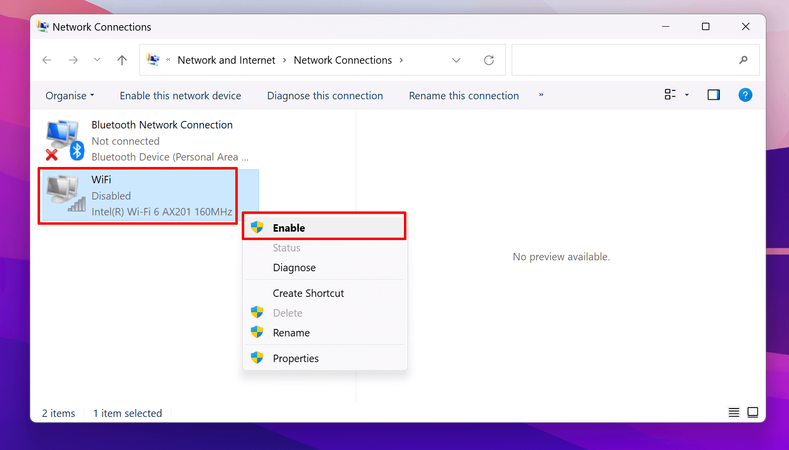 Enable Your Wifi Adapter In View Network Connections Windows 11