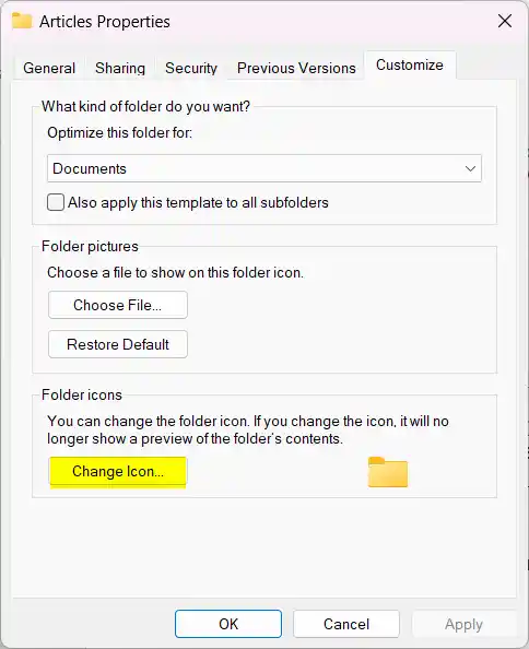 Folder Icons, Click On Change Icon.