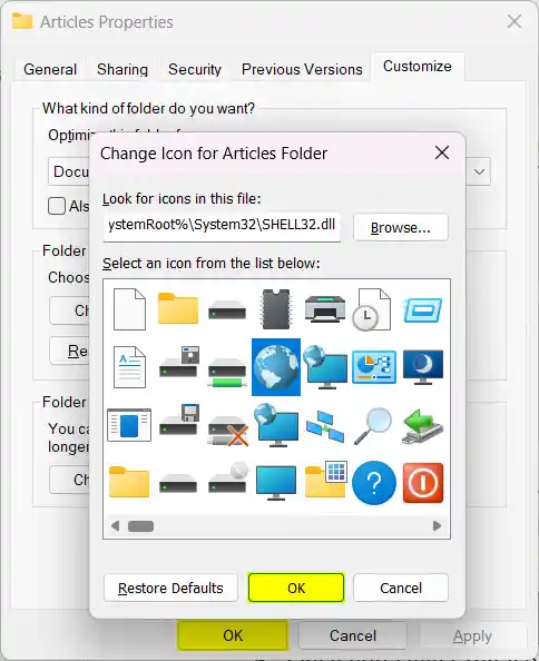 Select Any Built In Windows Folder Icon