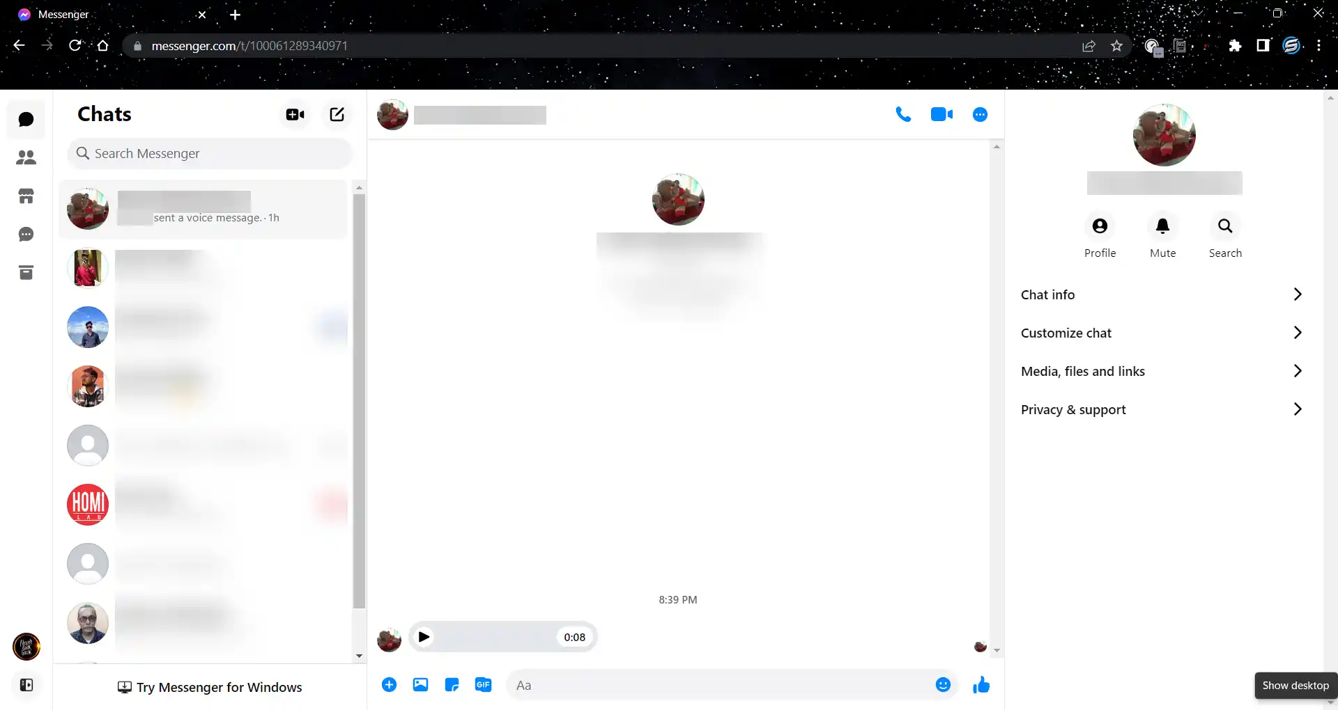 Select The Chat Or Conversation In Messanger